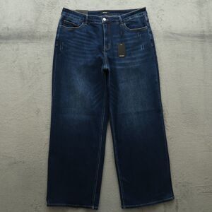 ONESO Jeans Women's Size 20W Mid-Rise Wide-Leg Denim 31.5" Inseam Distressed NWT